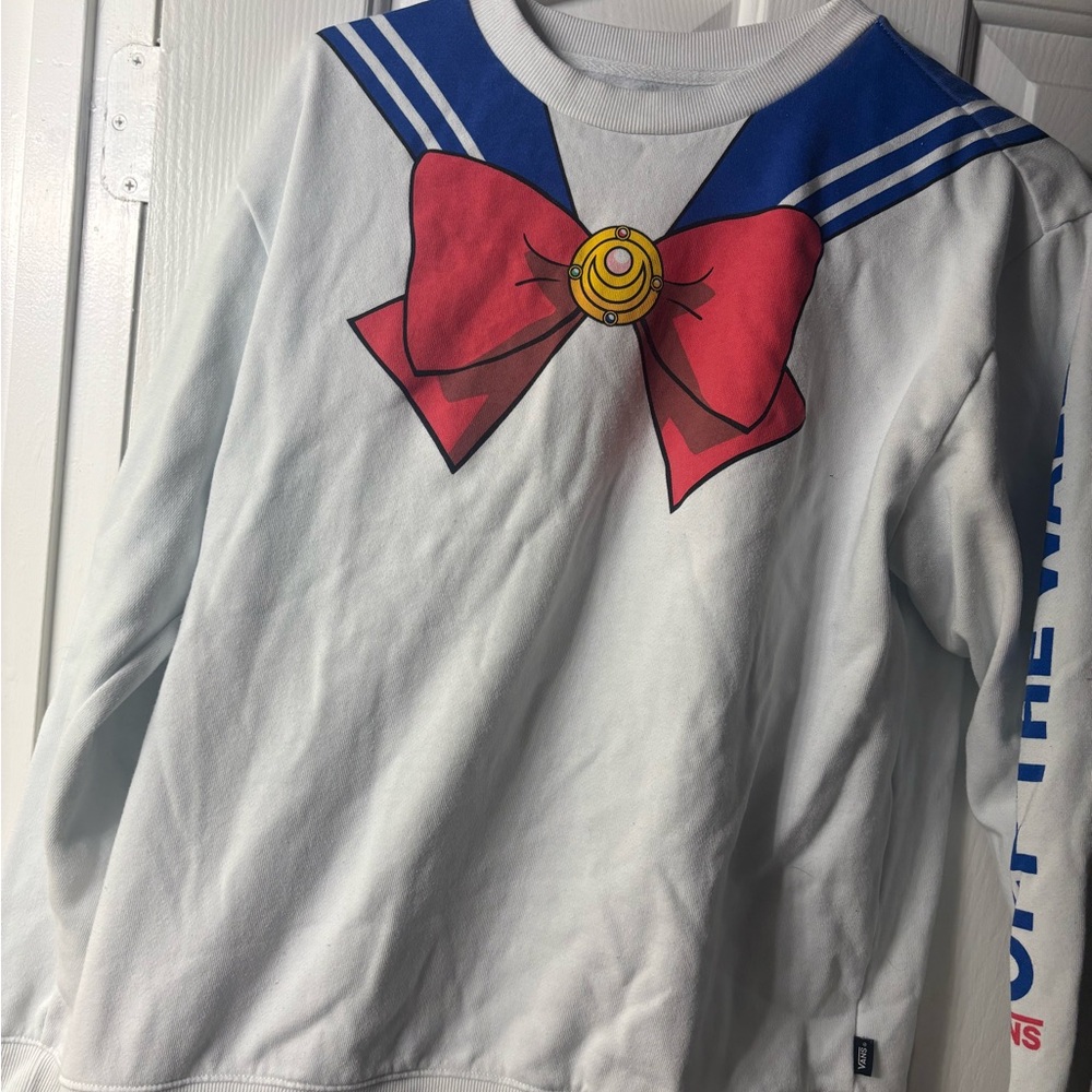 Vans Sailor Moon sweatshirt - White with Red and Blue Accents